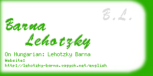 barna lehotzky business card